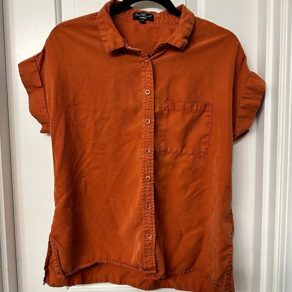 Women's Button-Up Short Sleeve Blouse